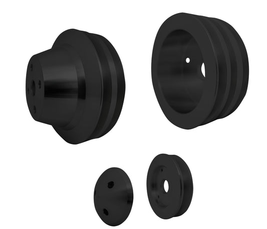 Small Block Chevy Corvette Pulley Kit - V-Belt - '71-82; Black