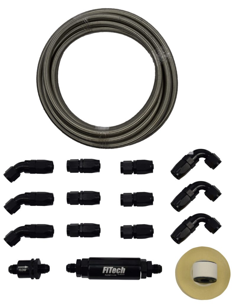 FiTech - Go Fuel AN-6 Stainless Steel 40 Ft Hose Kit With Filter