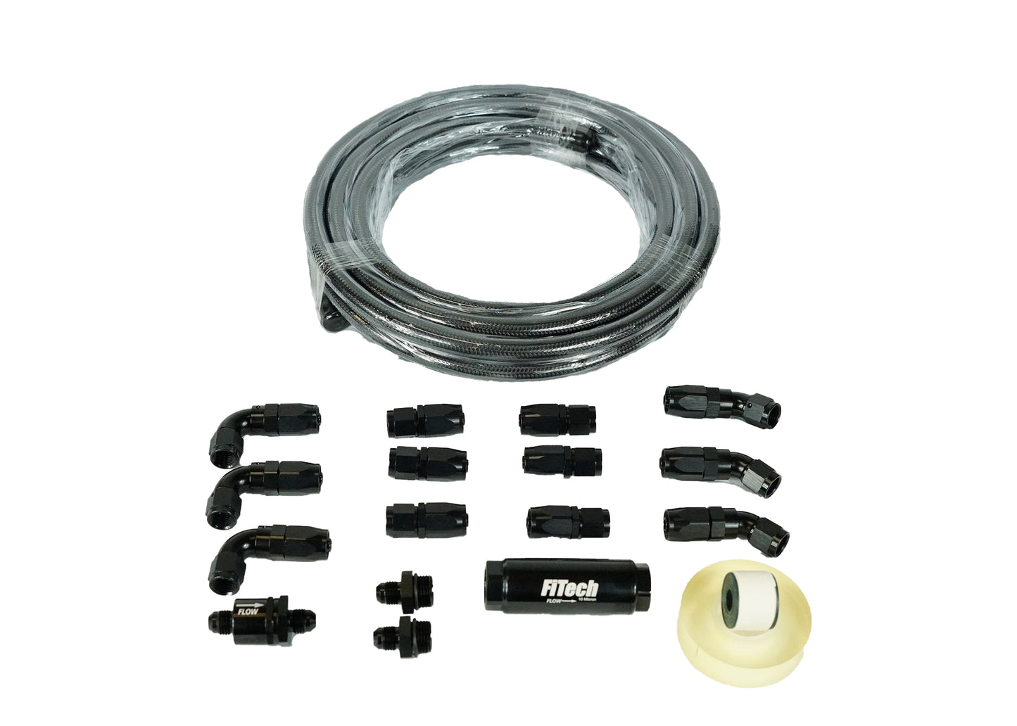 FiTech - Go Fuel AN-6 Black Stainless Steel 40 Ft Hose Kit With Filter