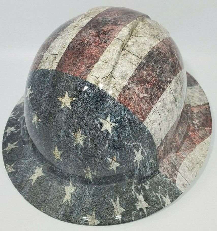 Full Brim Hard Hat Hydro Dipped GRUNGE FLAG