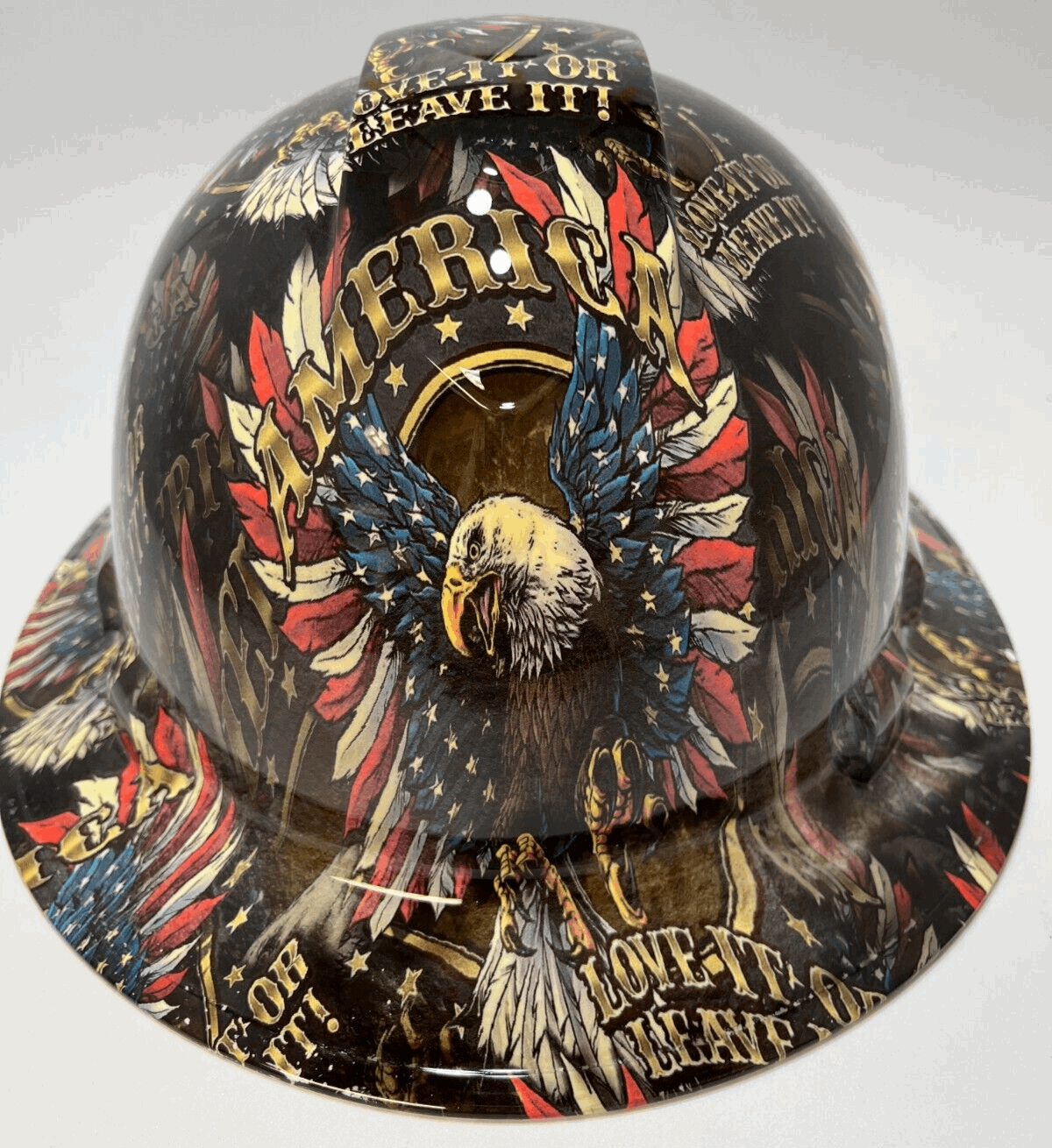 Full Brim Hard Hat Hydro Dipped AMERICA LOVE IT OR LEAVE IT