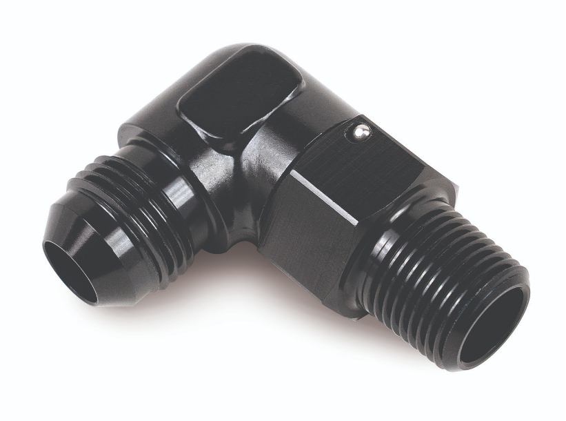 Aluminum Swivel Fitting 90° 1/2" NPT X -8AN Male