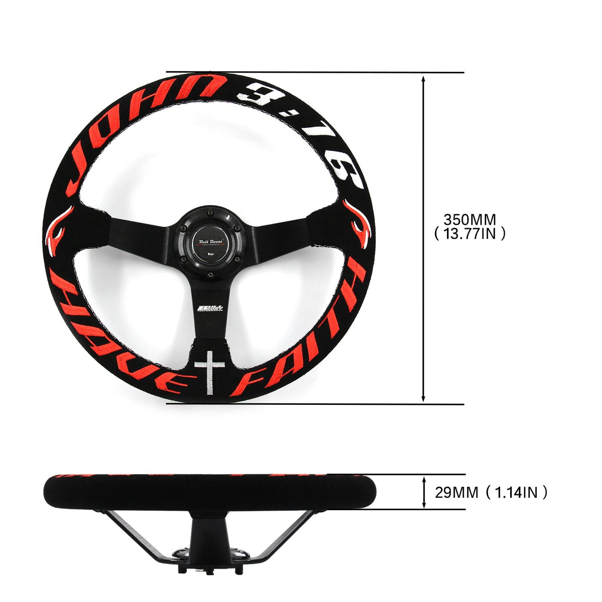 Have Faith Suede Steering Wheel + Hub Adapter Kit For Toyota Corolla, Hilux Pickup