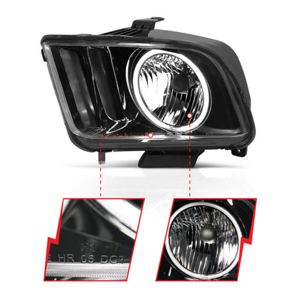 Anzo 2005-2009 Ford Mustang Crystal Headlights w/ Halo Black (CCFL)