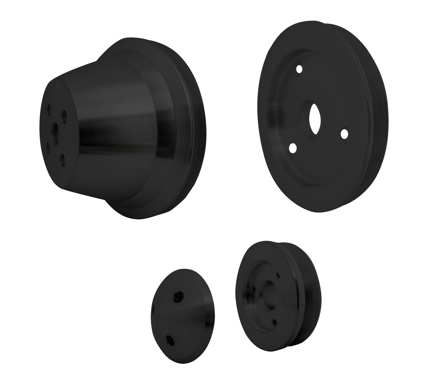Small Block Chevy Pulley Kit - V-Belt - SWP - 1V - Black