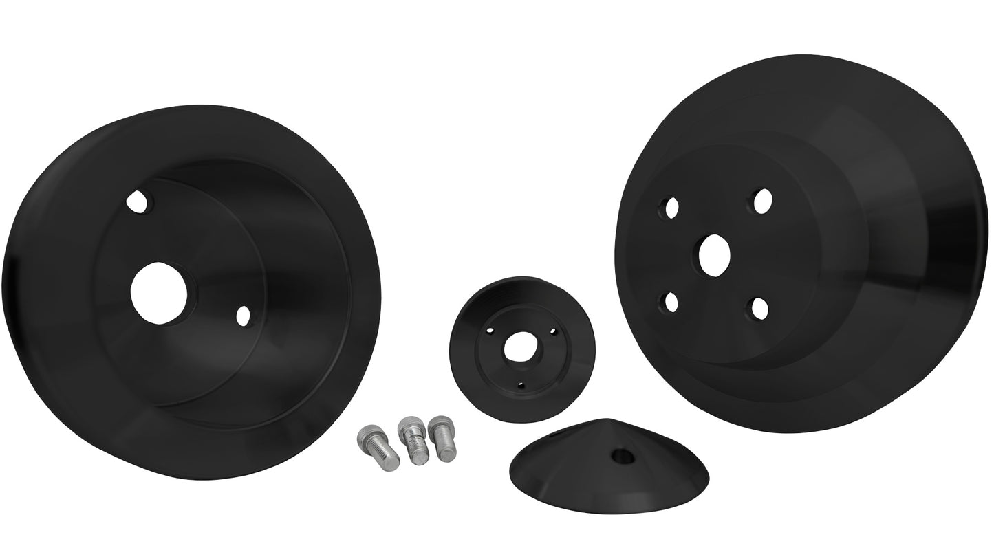 Small Block Chevy Pulley Kit - V-Belt - LWP - Black