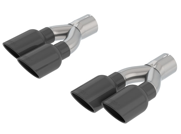 2018-2021 Jeep Grand Cherokee Trackhawk WK2 Tip Kit Dual Round Rolled Angle-Cut Black Chrome