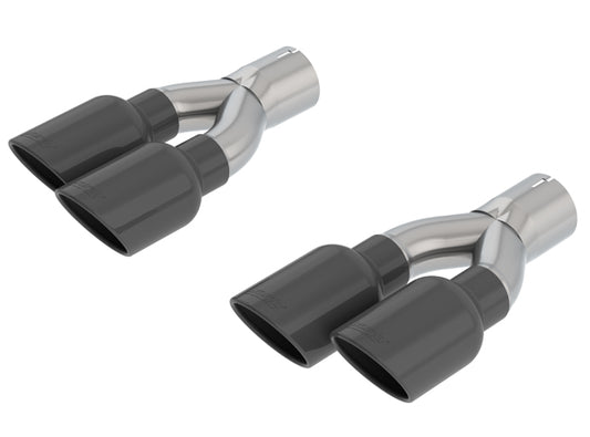 2018-2021 Jeep Grand Cherokee Trackhawk WK2 Tip Kit Dual Round Rolled Angle-Cut Black Chrome
