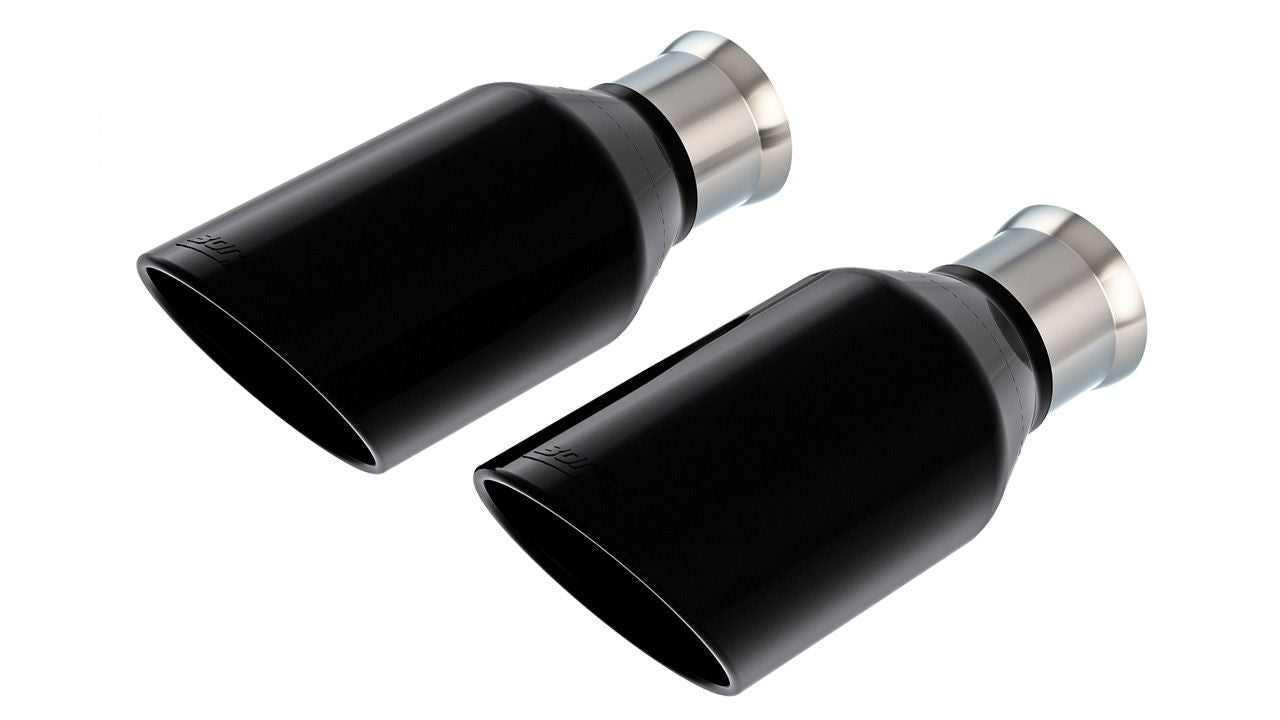 Borla 2021-2024 Ram 1500 TRX Tip Kit Single Round Rolled Edge Angle-Cut Black Chrome Part # 60718BC