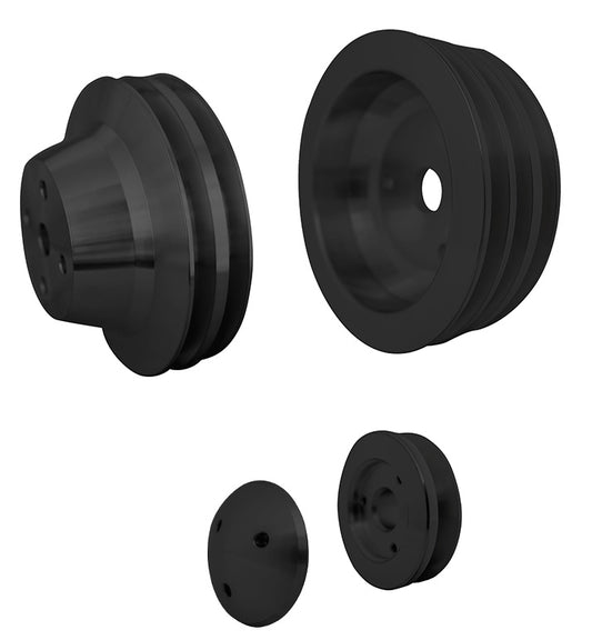 Small Block Chevy Pulley Kit - LWP - 3V - Black