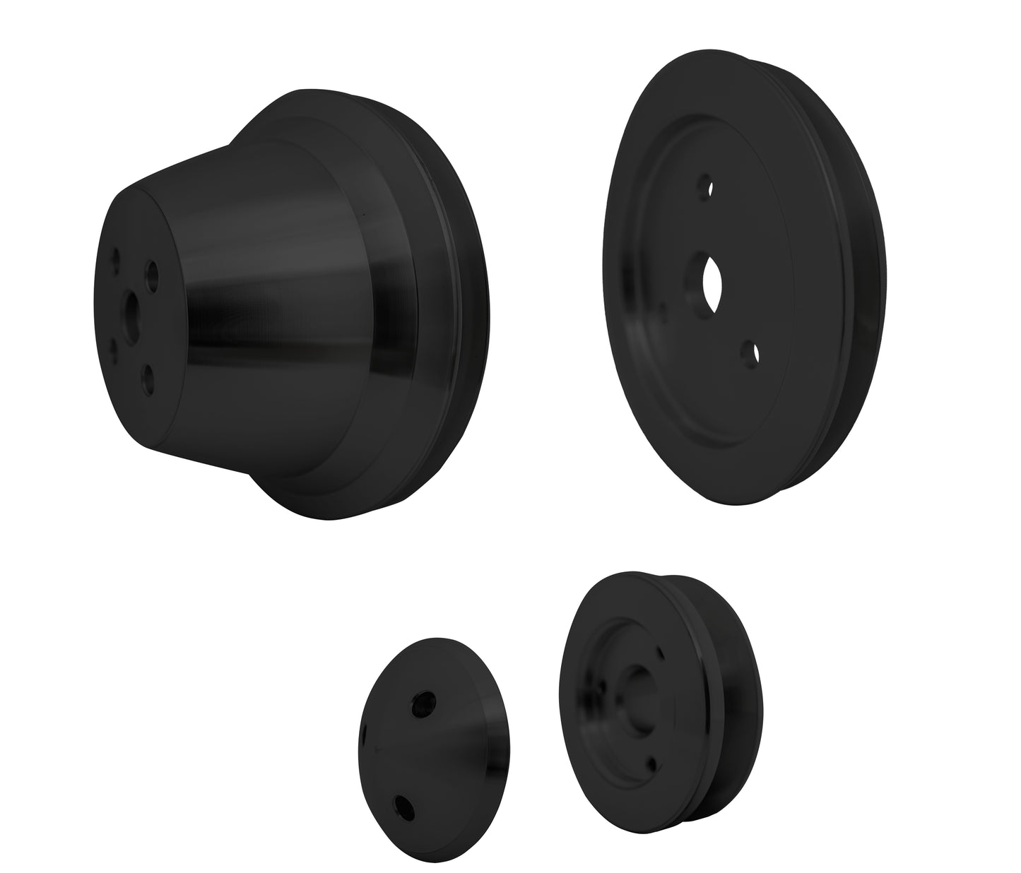 Small Block Chevy High Flow Pulley Kit - SWP - 1V - Black