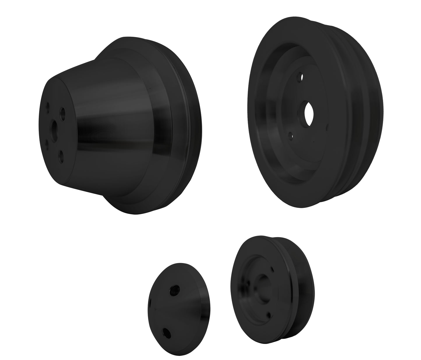 Small Block Chevy High Flow Pulley Kit - 2V - SWP - Black