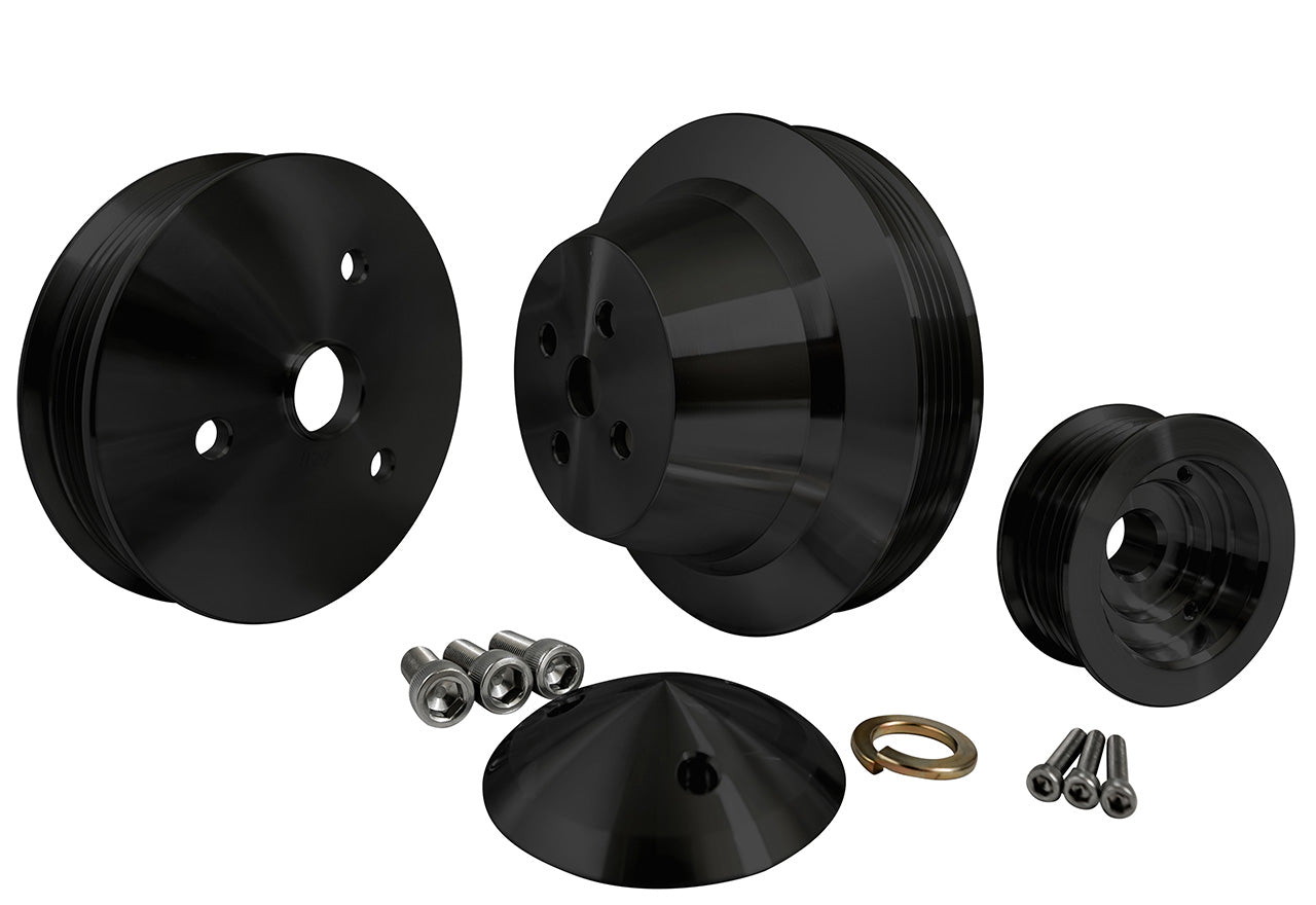 Small Block Chevy Serpentine Pulley Kit - 1V - Black