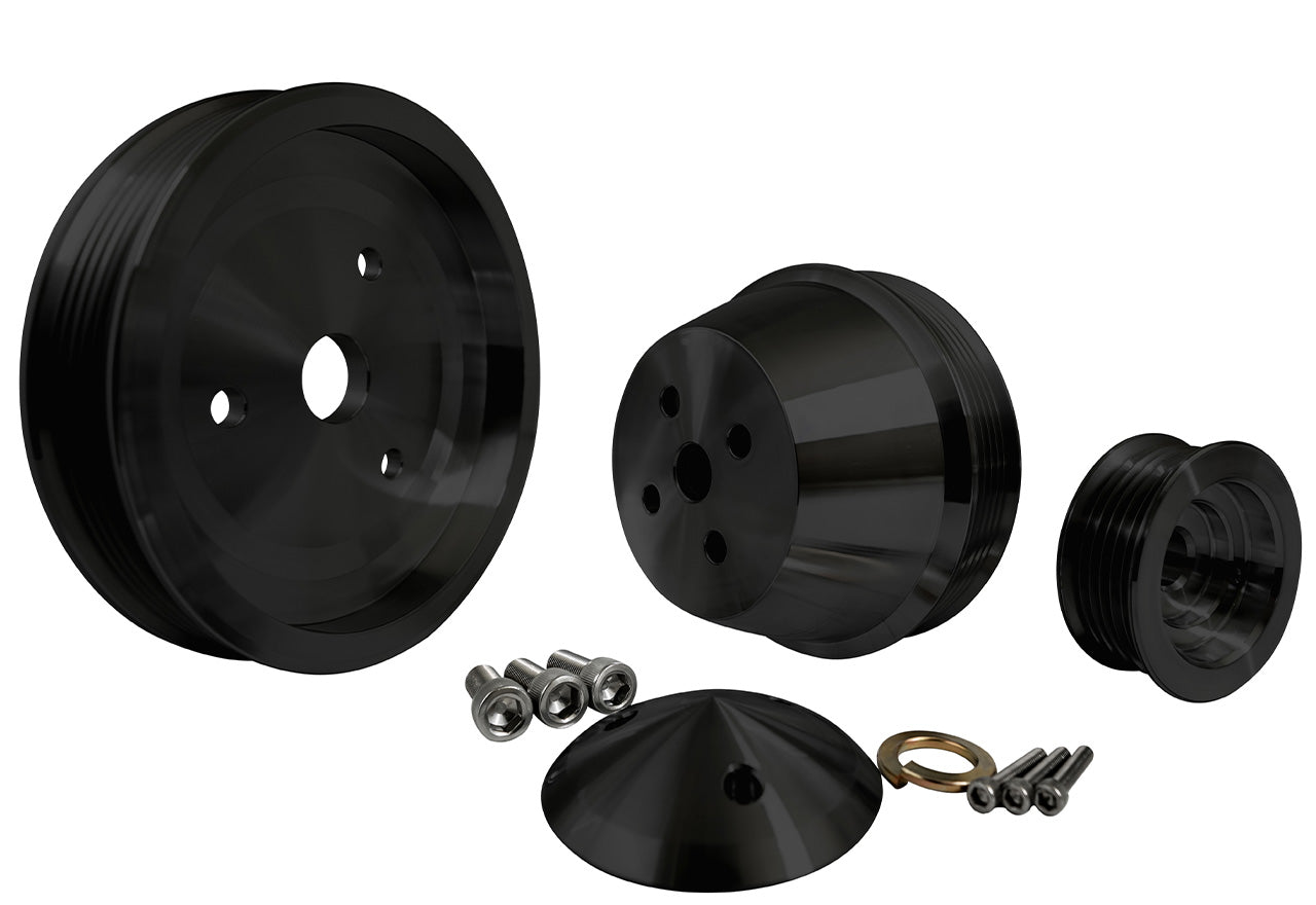 Small Block Chevy High Flow Serpentine Pulley Kit - 1V - Black