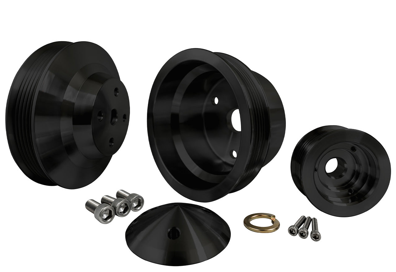 Small Block Chevy Serpentine Pulley Kit - LWP - Black
