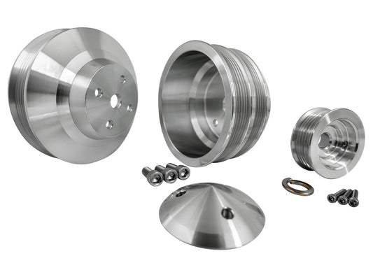 Small Block Chevy Serpentine Pulley Kit - LWP - 2V - Silver