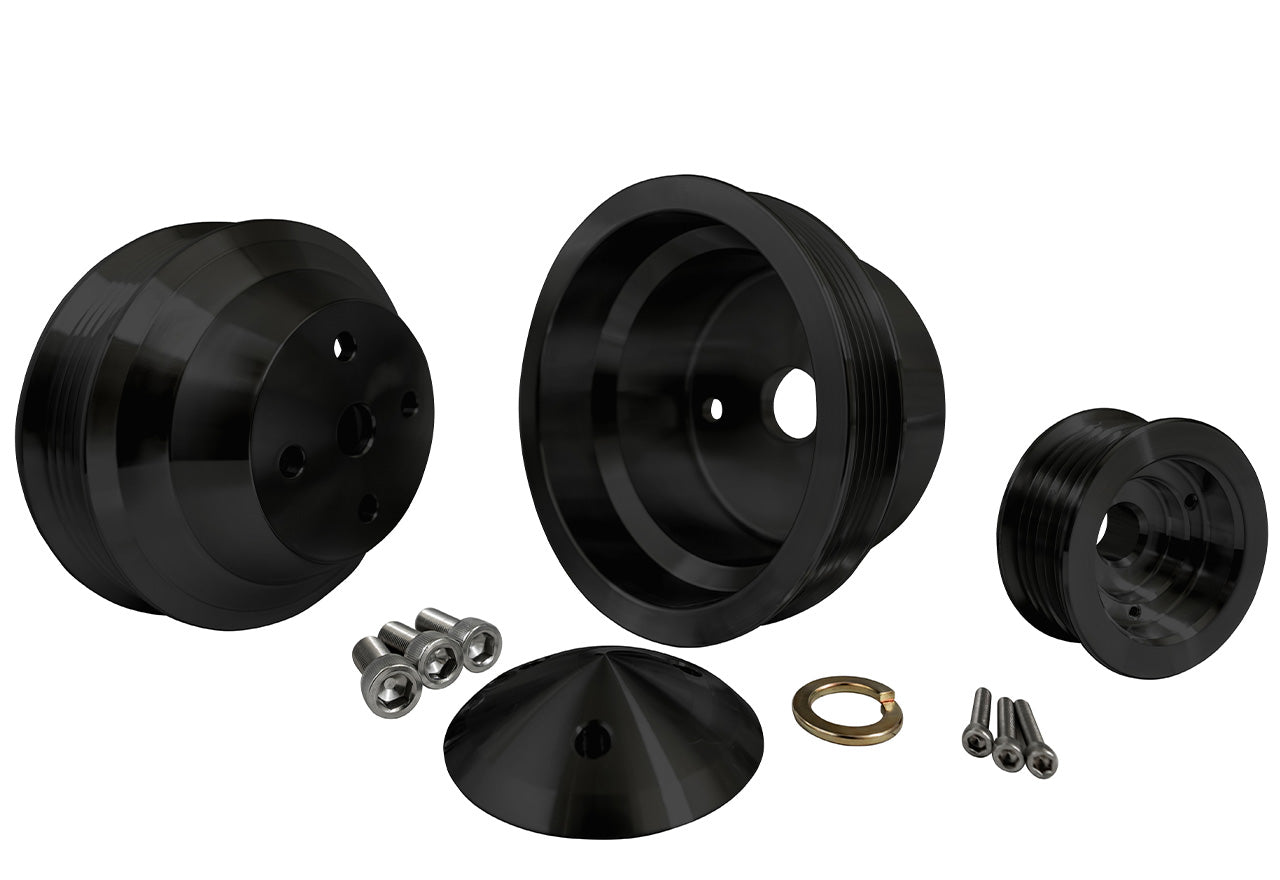 Small Block Chevy Serpentine Pulley Kit - LWP - Black
