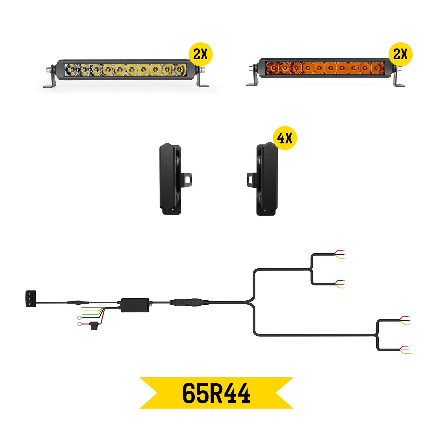 Tiny Monster 65R44 Tiny Monster Grille Kit For Honeycomb Style Grille Universal (4 Light Bars Harness Brackets)