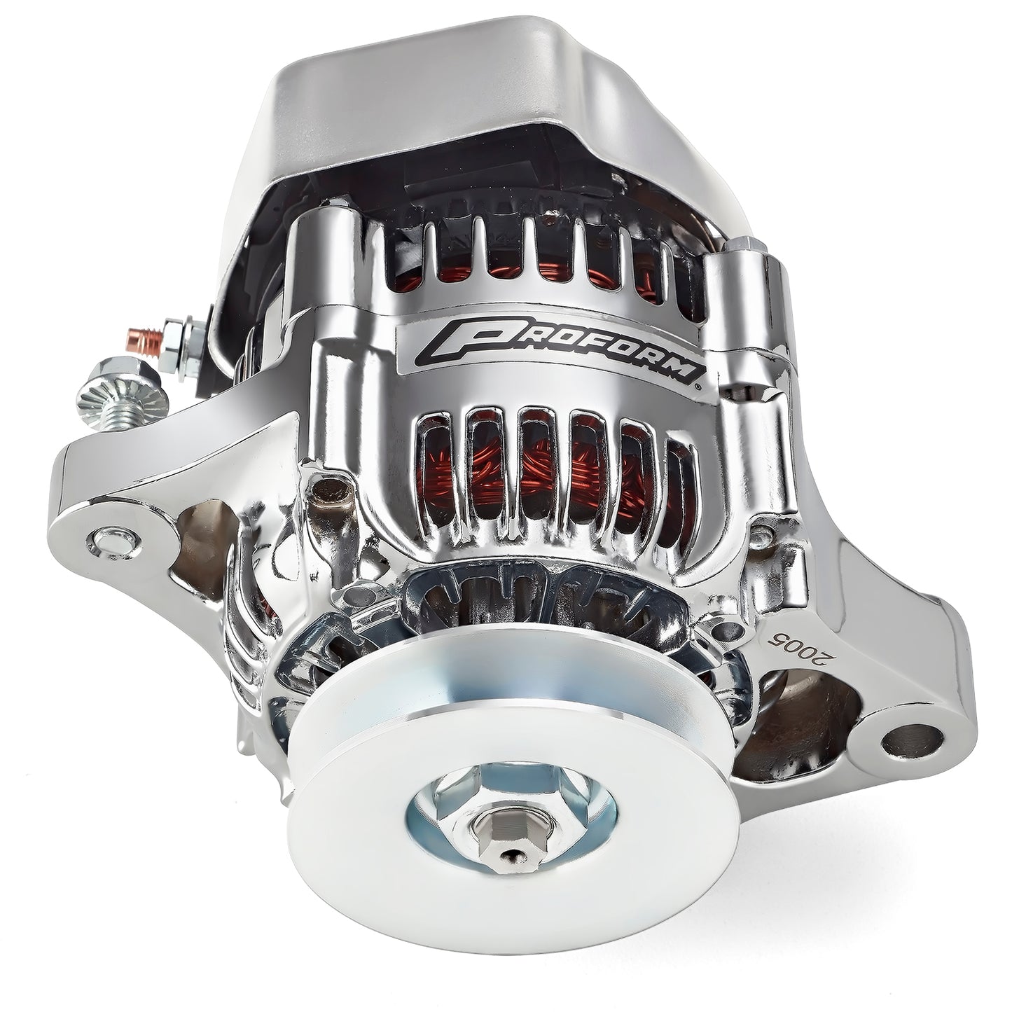 100% NEW  CHROME  1-WIRE MINI ALTERNATOR  GM 50 AMP.