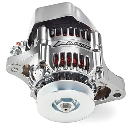100% NEW  CHROME  1-WIRE MINI ALTERNATOR  GM 50 AMP.