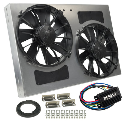 Powerpack- High Output Dual 12" Electric RAD Fan/Alum Shroud Kit -PWM Controller