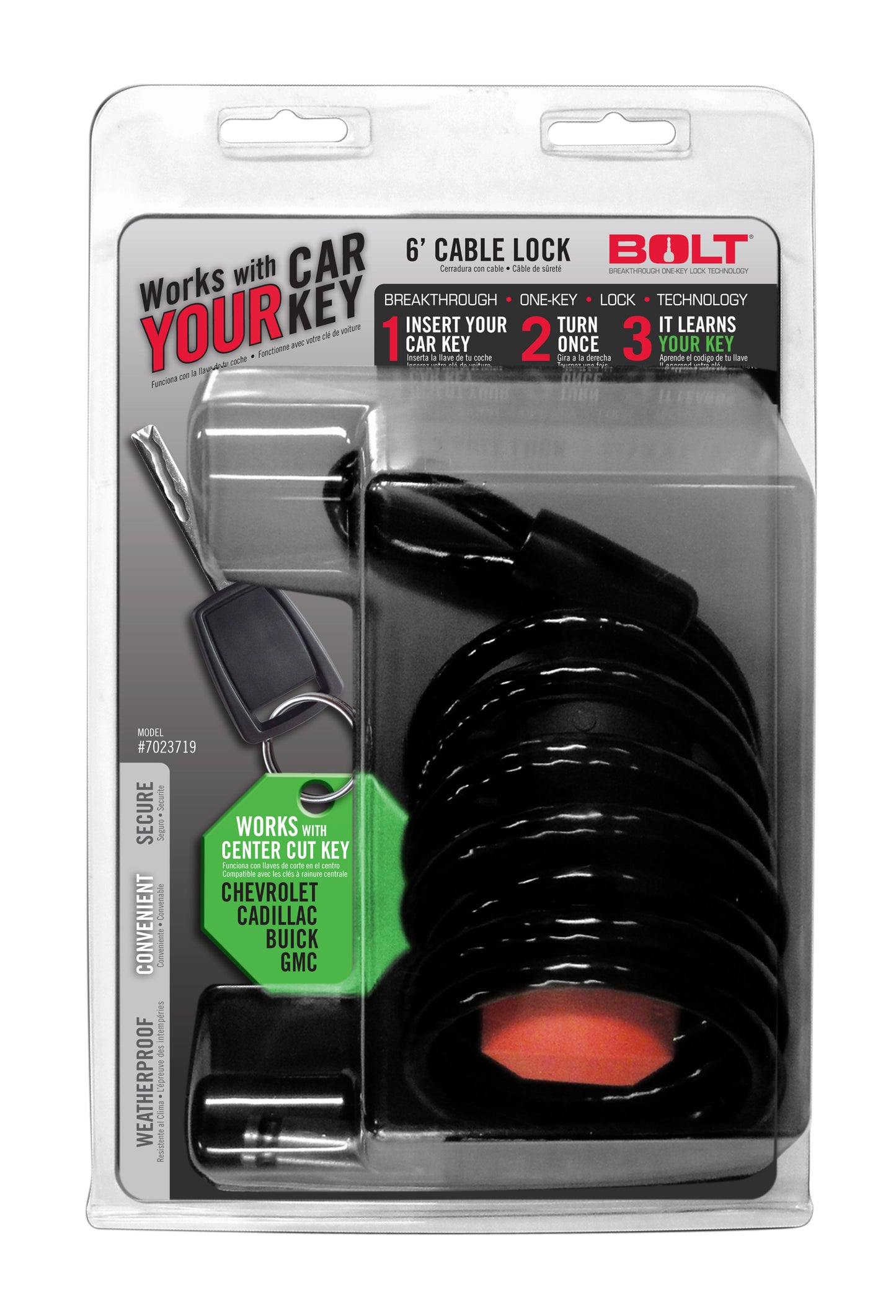 BOLT 6Ft. Cable Lock GM Center Cut