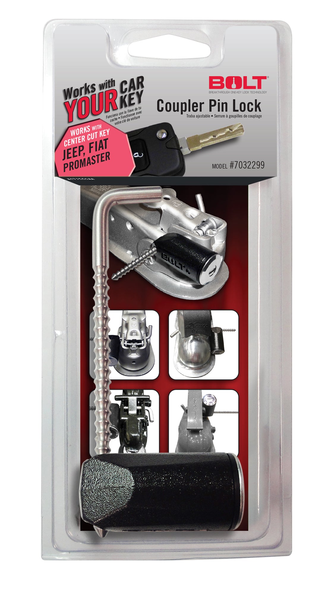 BOLT Coupler Pin Lock Jeep Center Cut