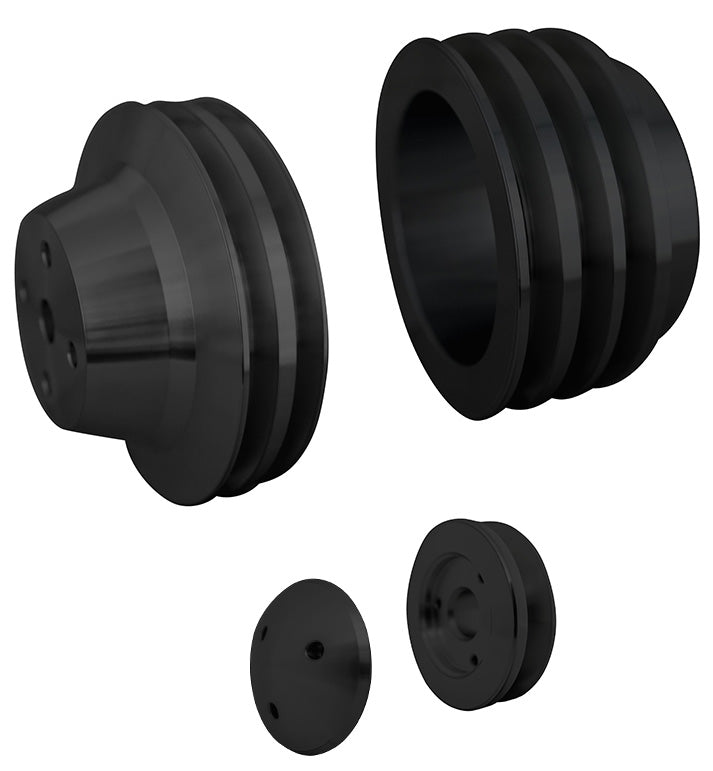 Big Block Chevy V-Belt Pulley Kit - 3V - LWP - Black