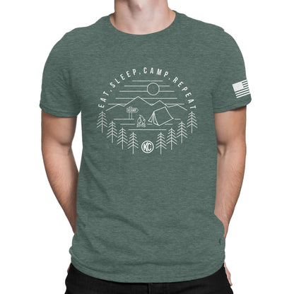 KC Eat Sleep Camp Repeat Tee Shirt - Pine - 2X-Large