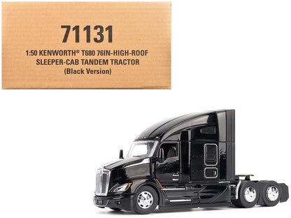 Kenworth T680 76" High Roof Sleeper Cab Truck Tractor Black "Transport Series" 1/50 Diecast Model by Diecast Masters  free shipping USA