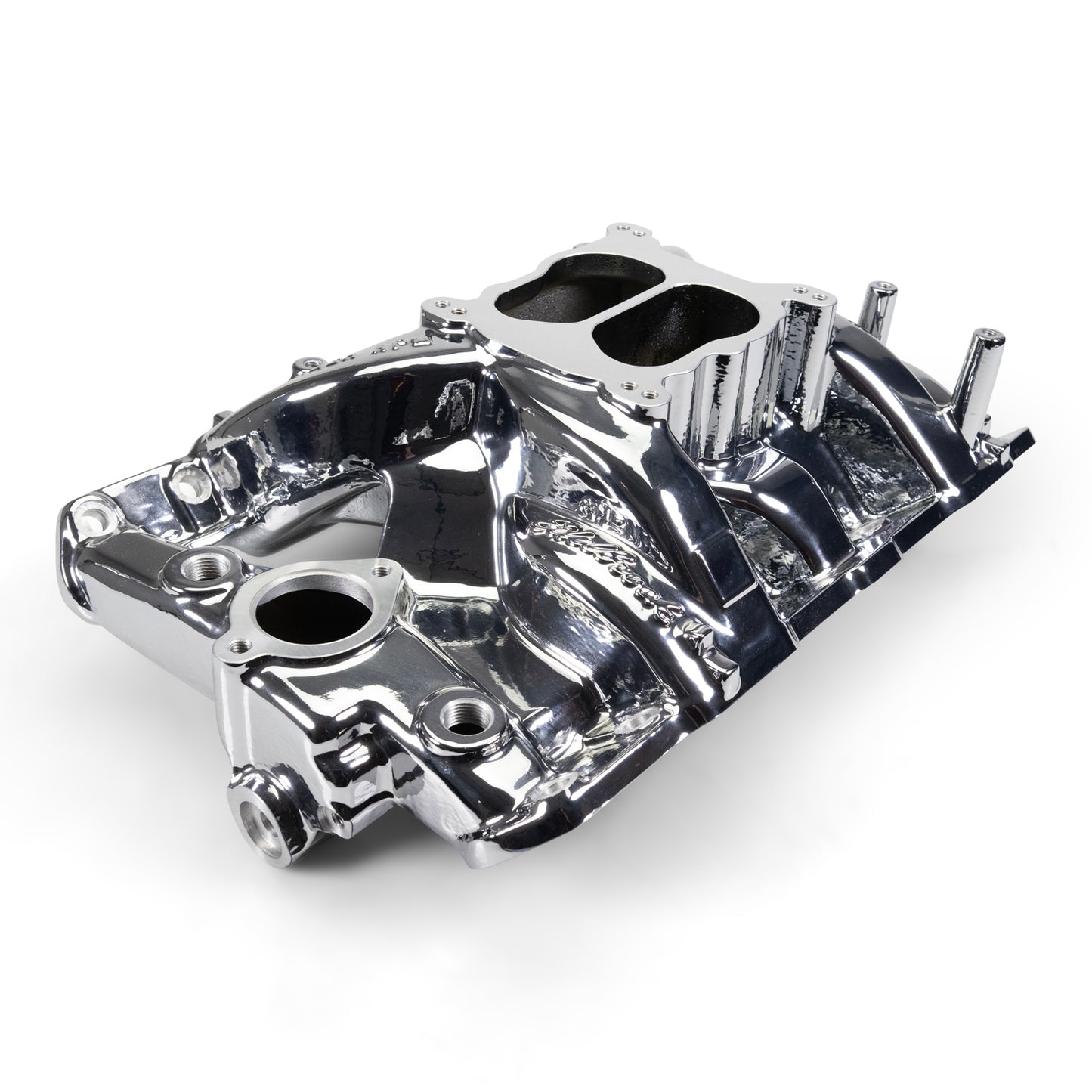 Performer RPM Pontiac 326-455 Intake Manifold  Chrome Plasma Finish