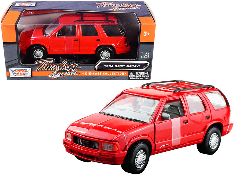 1994 GMC Jimmy with Roof Rack Red "Timeless Legends" Series 1/24 Diecast Model Car by Motormax  free shipping USA