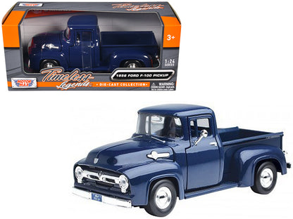 1956 Ford F-100 Pickup Truck Blue 1/24 Diecast Model Car by Motormax  free shipping USA