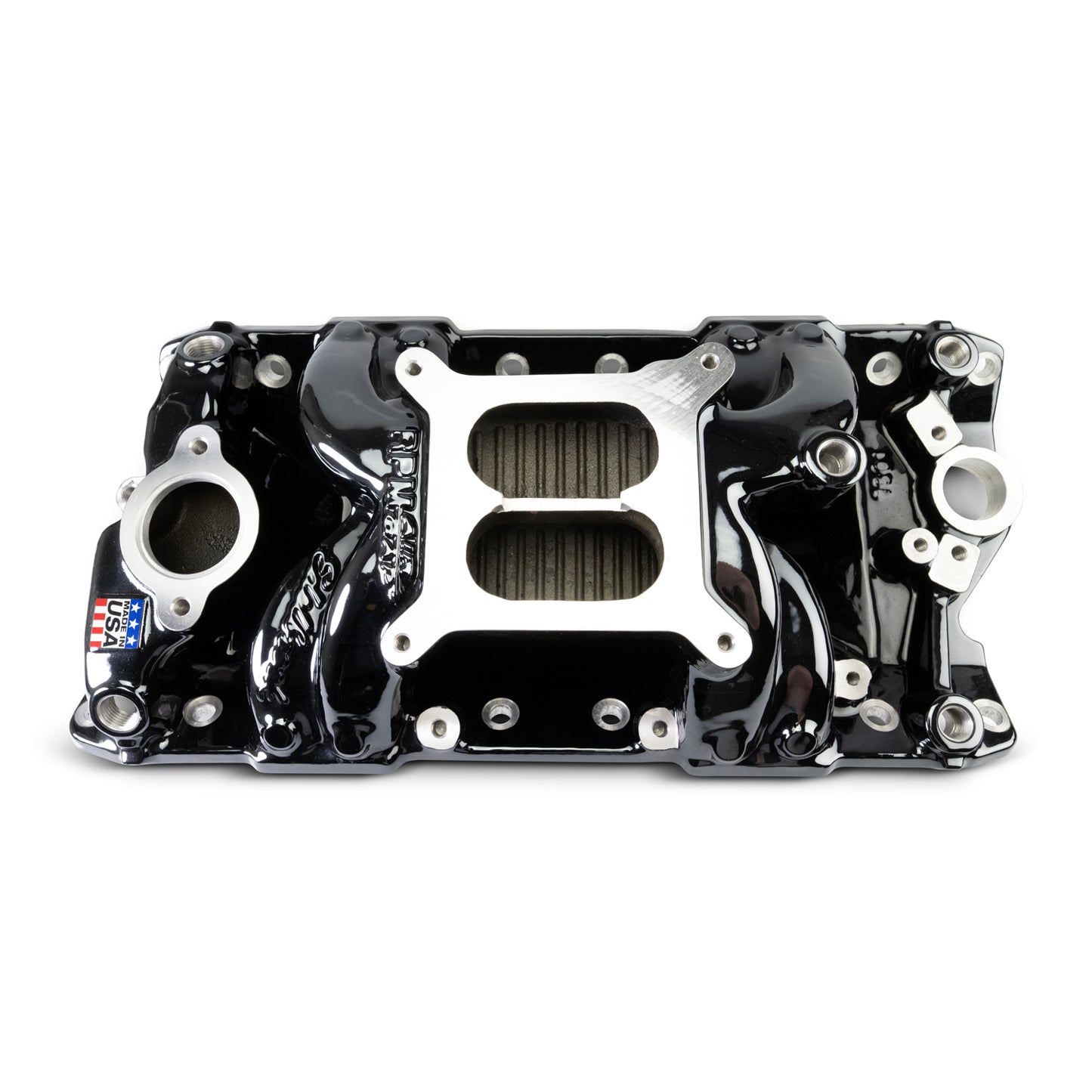 Performer RPM Small Block Chevy AIR-Gap Intake Manifold  Black Plasma Finish