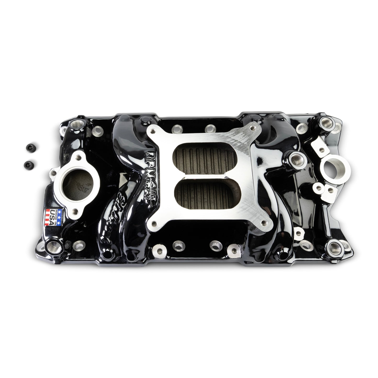 Performer RPM Small Block Chevy AIR-Gap Intake Manifold  Black Plasma Finish