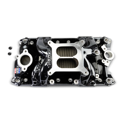 Performer RPM Small Block Chevy AIR-Gap Intake Manifold  Black Plasma Finish