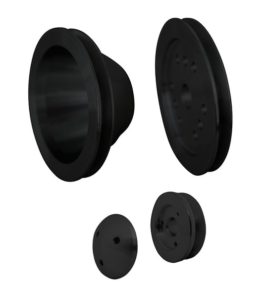 Chevy 348-409 V-Belt Pulley Kit; 1V; Black