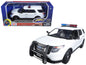 2015 Ford Police Interceptor Utility White with Flashing Light Bar and Front and Rear Lights and 2 Sounds 1/24 Diecast Model Car by Motormax  free shipping USA