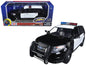 2015 Ford Police Interceptor Utility Black and White with Flashing Light Bar and Front and Rear Lights and 2 Sounds 1/24 Diecast Model Car by Motormax  free shipping USA