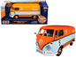 Volkswagen Type 2 (T1) Delivery Van #5 "Gulf" Orange and Light Blue 1/24 Diecast Model Car by Motormax  free shipping USA
