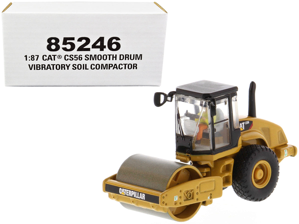 CAT Caterpillar CS56 Smooth Drum Vibratory Soil Compactor with Operator "High Line" Series 1/87 (HO) Scale Diecast Model by Diecast Masters  free shipping USA