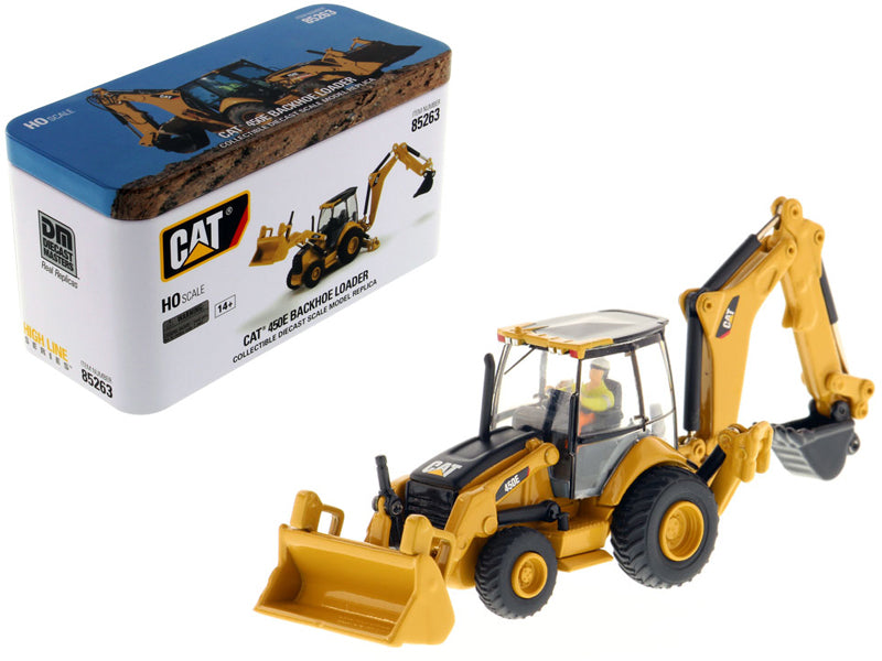 CAT Caterpillar 450E Backhoe Loader with Operator "High Line" Series 1/87 (HO) Scale Diecast Model by Diecast Masters  free shipping USA