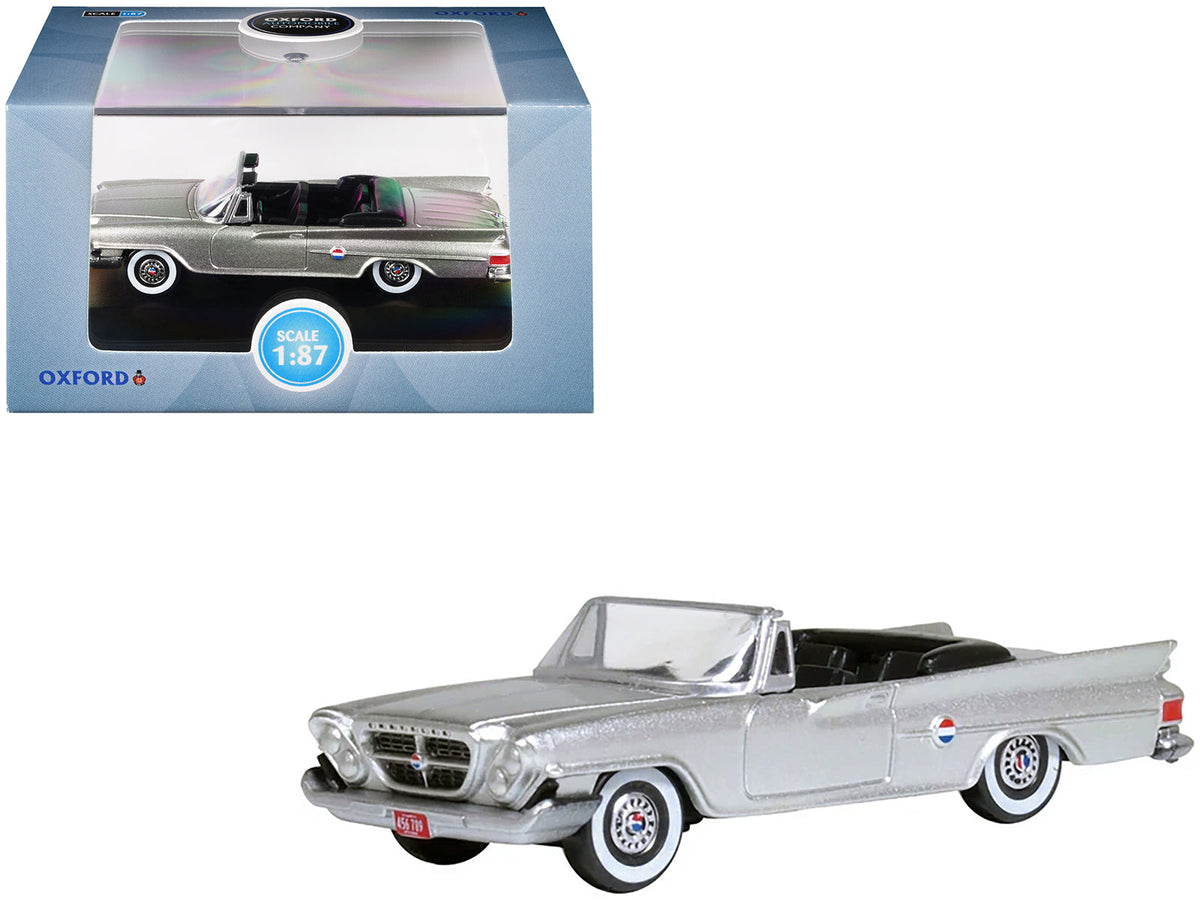 1961 Chrysler 300G Convertible Sheffield Silver Metallic 1/87 (HO) Scale Diecast Model Car by Oxford Diecast  free shipping USA