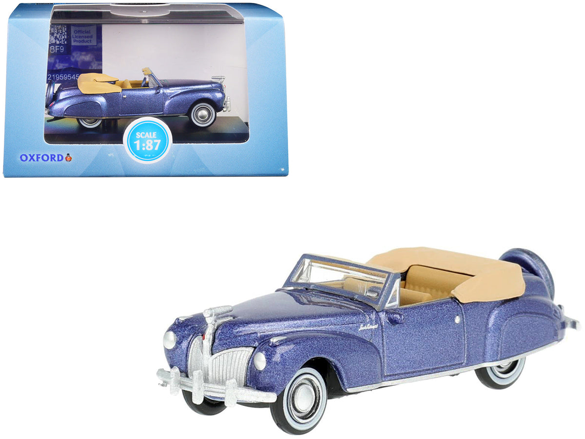 1941 Lincoln Continental Convertible Darian Blue Metallic with Tan Interior 1/87 (HO) Scale Diecast Model Car by Oxford Diecast  free shipping USA
