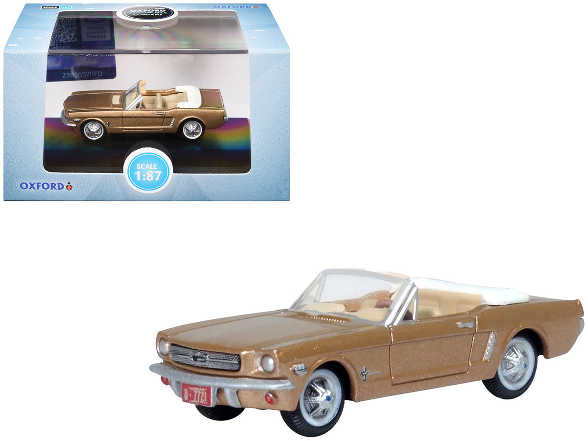 1965 Ford Mustang Convertible Prairie Bronze Metallic 1/87 (HO) Scale Diecast Model Car by Oxford Diecast  free shipping USA