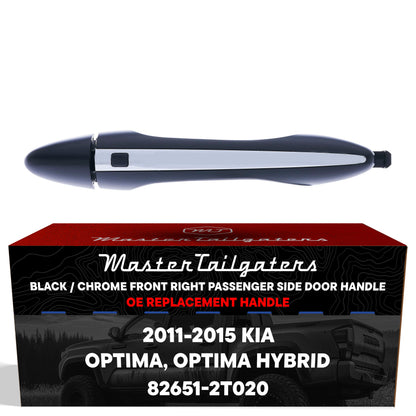 Exterior Door Handle Black/Chrome Replacement for Kia Optima (2011), Optima Hybrid (2011-2015) OE Part # 82651-2T020 | Front Right Passenger Side