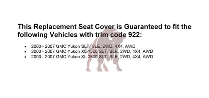 2003-2007 GMC Yukon Seat Cover In Light Gray: (pewter) Choose From Variation