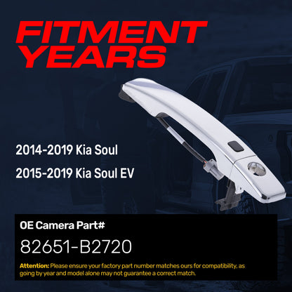Exterior Door Handle Chrome Replacement for Kia Soul (2014-2019), Soul EV (2015-2019) OE Part # 82651-B2720 | Front Left Driver Side w/ Keyhole (=Front RH)