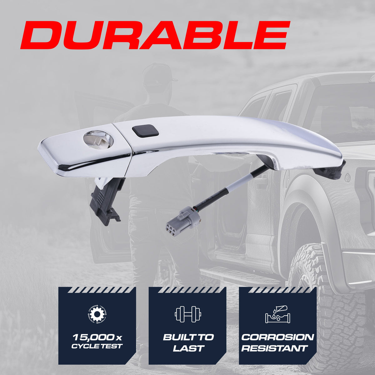 Exterior Door Handle Chrome Replacement for Kia Soul (2014-2019), Soul EV (2015-2019) OE Part # 82651-B2720 | Front Left Driver Side w/ Keyhole (=Front RH)
