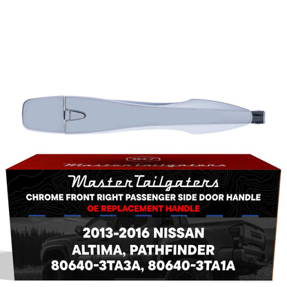 Exterior Door Handle Chrome Replacement for Nissan Altima (13-15), Pathfinder (13-16) OE Part # 80640-3TA3A, 80640-3TA1A | Front Right Passenger Side w/o Keyhole